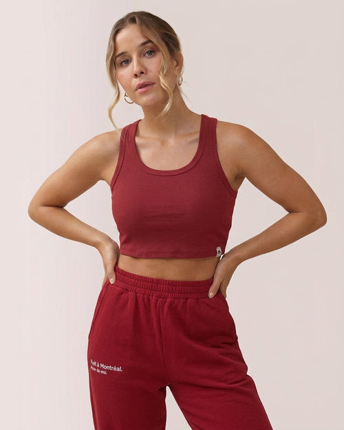Jogging rouge brodé "Fait à Montréal, pour de vrai" - Fiona