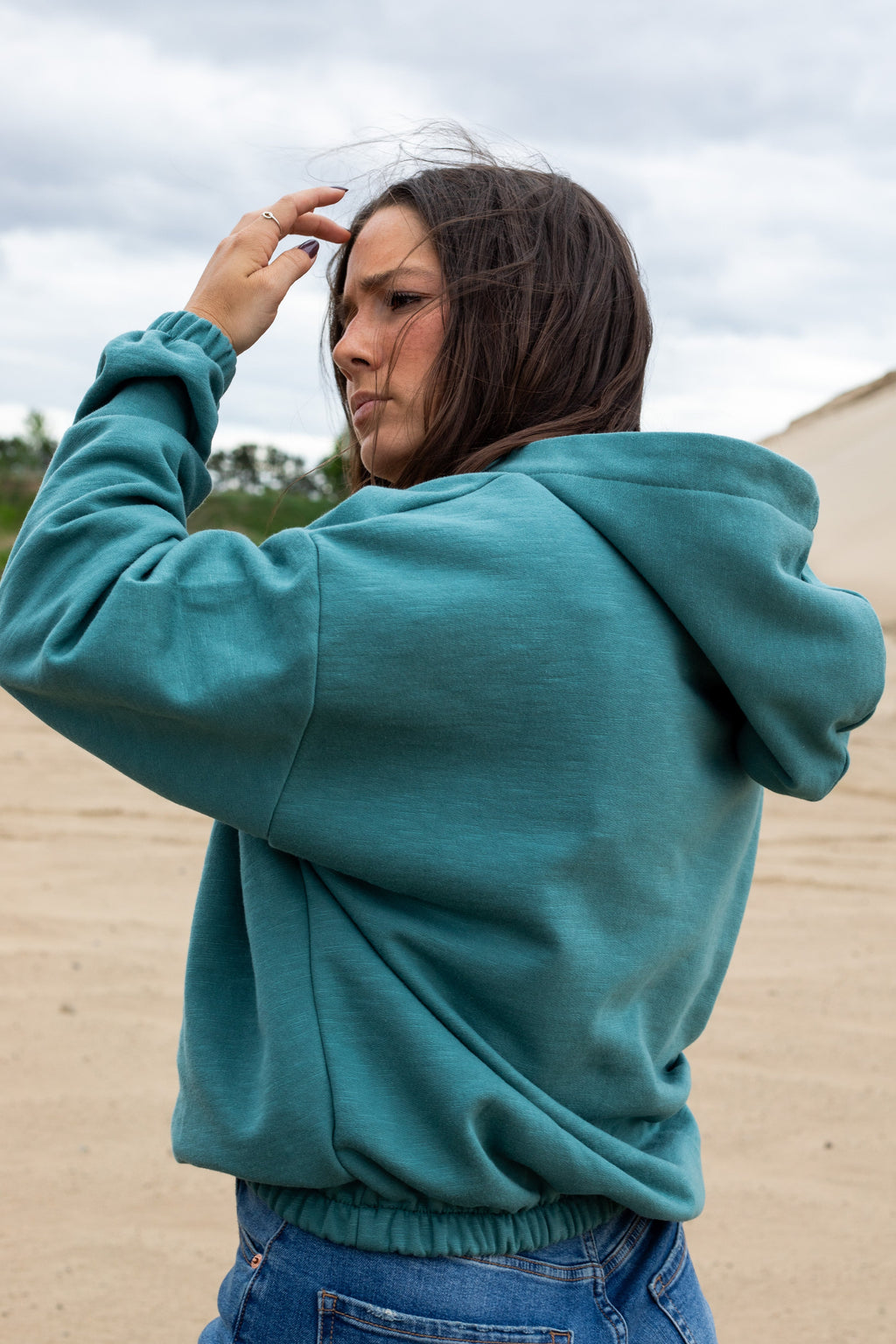 Hoodie élastique modal vert
