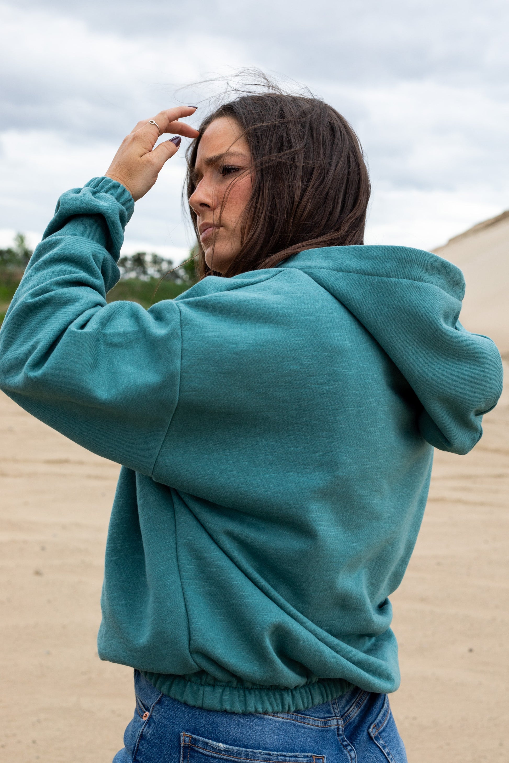 Hoodie élastique modal vert