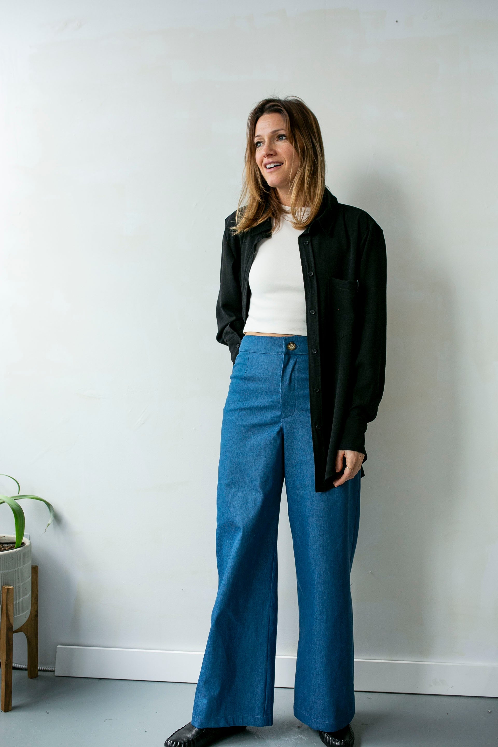 Pantalon à pinces bleu denim