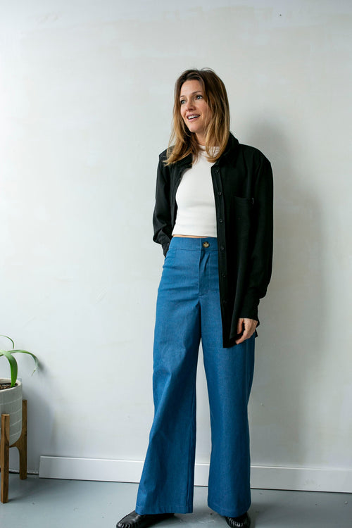 Pantalon à pinces bleu denim
