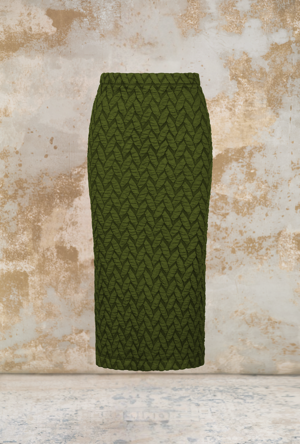 Jupe longue verte kaki avec une fente - Garance