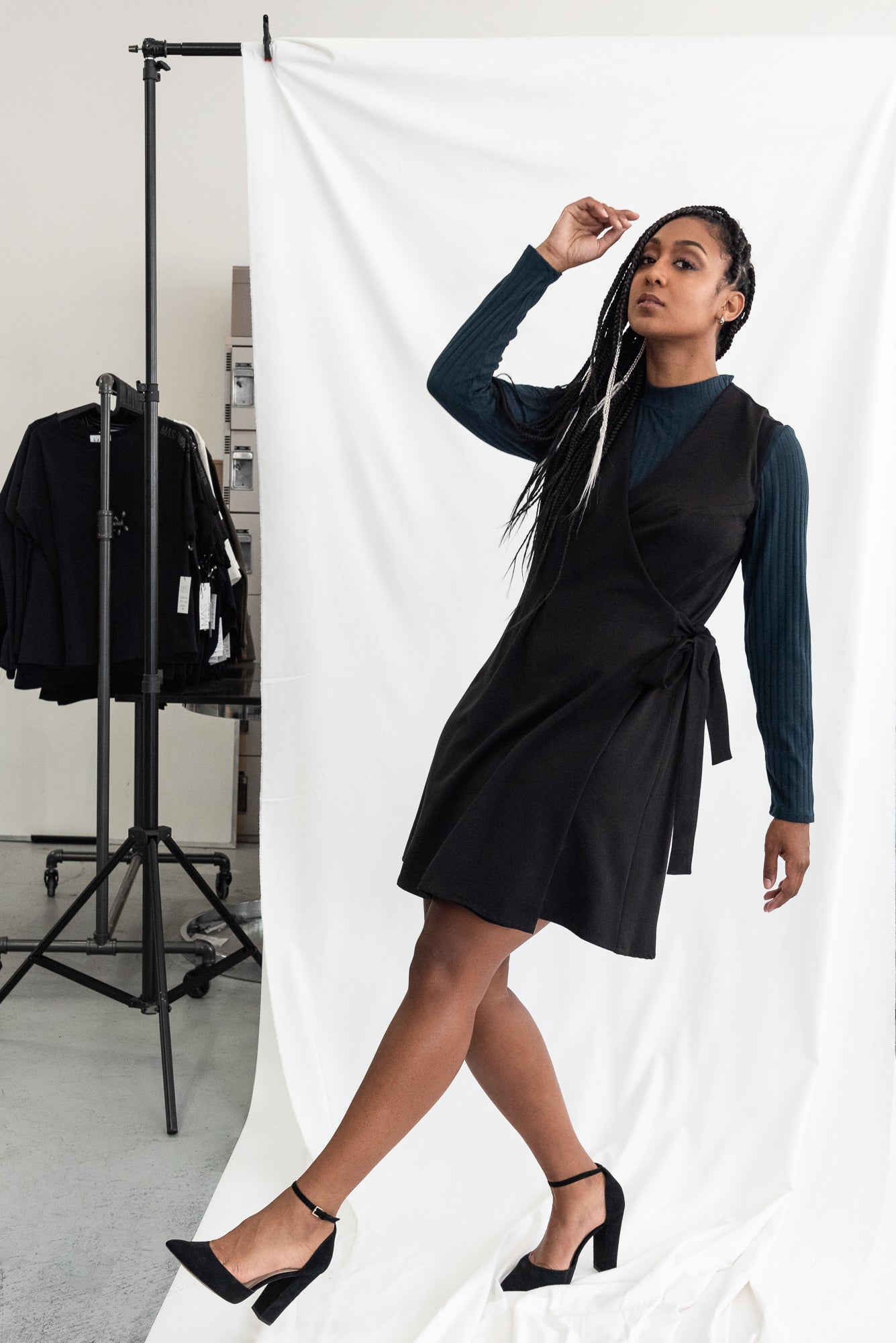 Robe LERA manche longue col montant - Bleu nuit