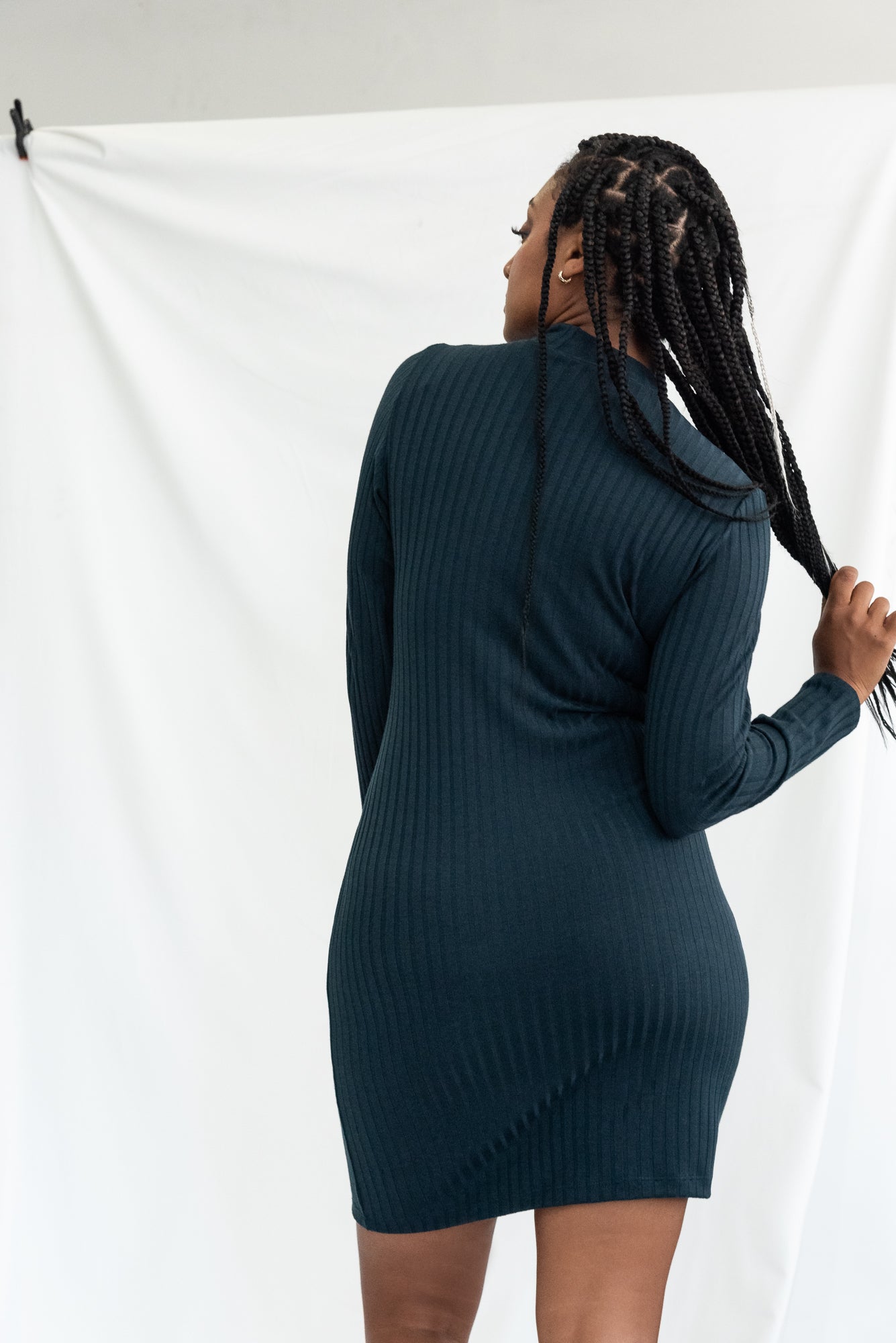 Robe LERA manche longue col montant - Bleu nuit