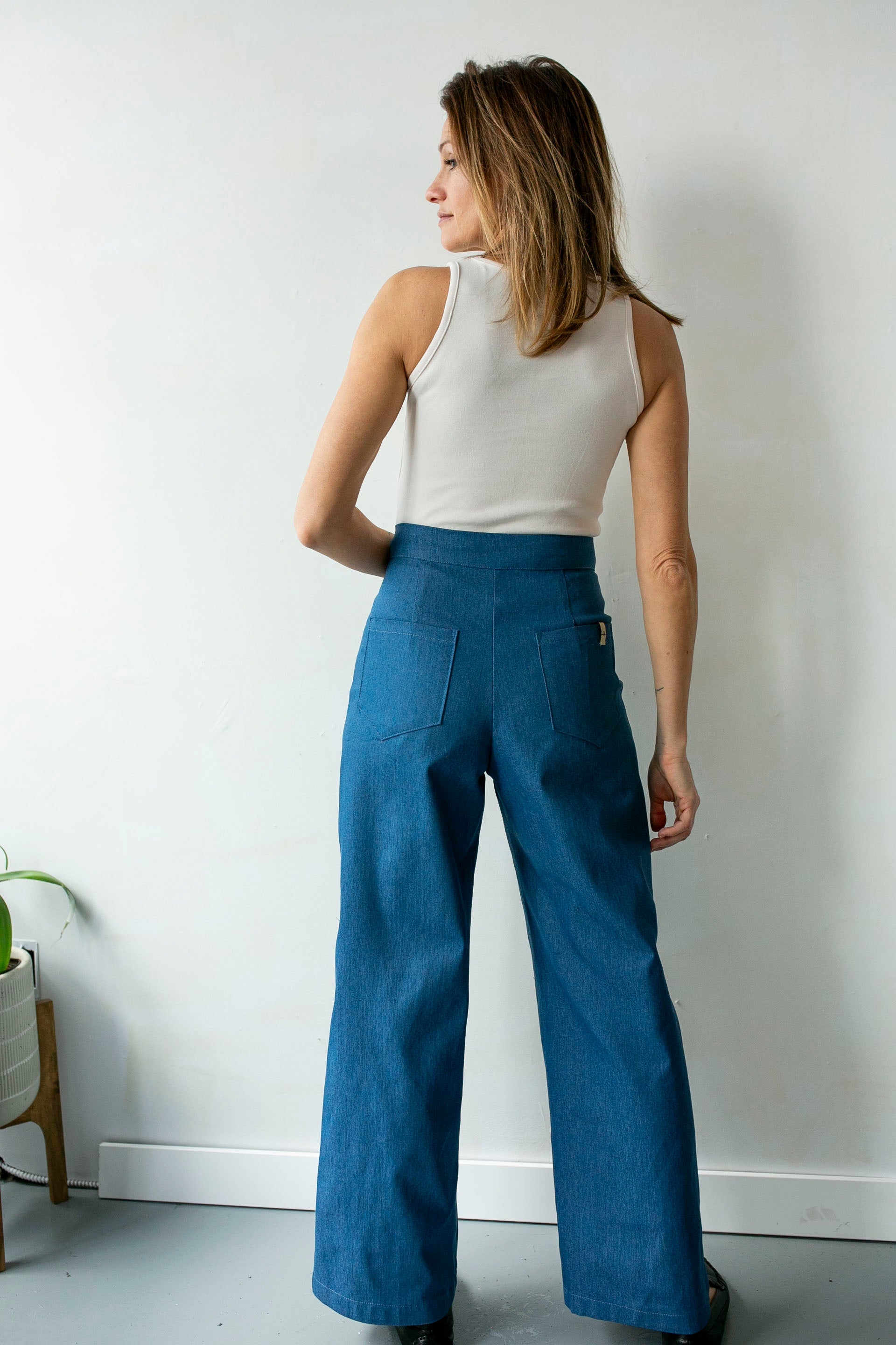 Pantalon à pinces bleu denim