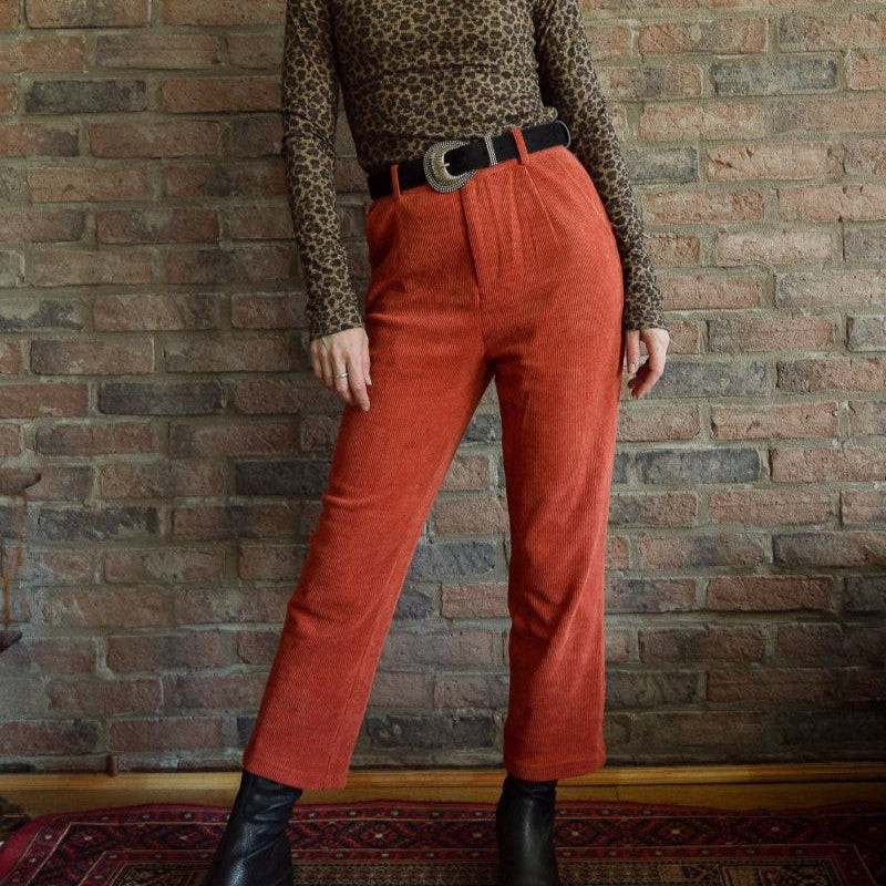 Pantalon Velours Côtelé 7/8 - Orange