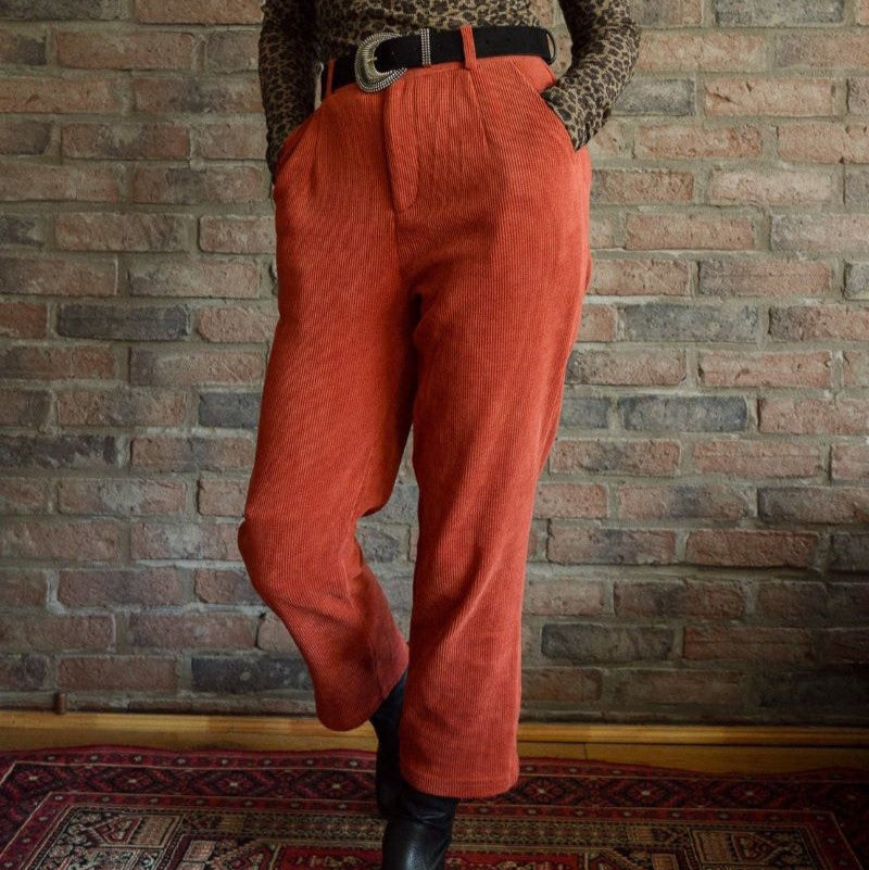 Pantalon Velours Côtelé 7/8 - Orange