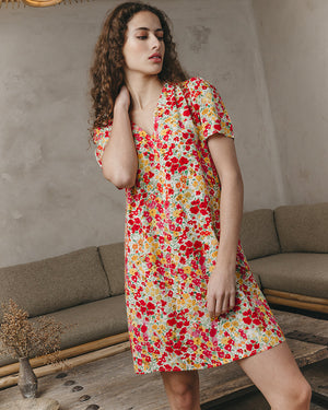 Robe Jara Fleurie - Rouge
