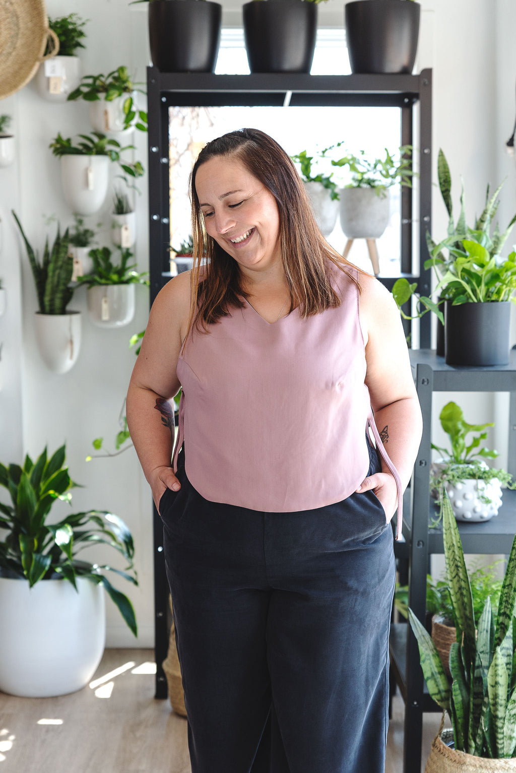 Camisole réversible ajustable - vieux rose