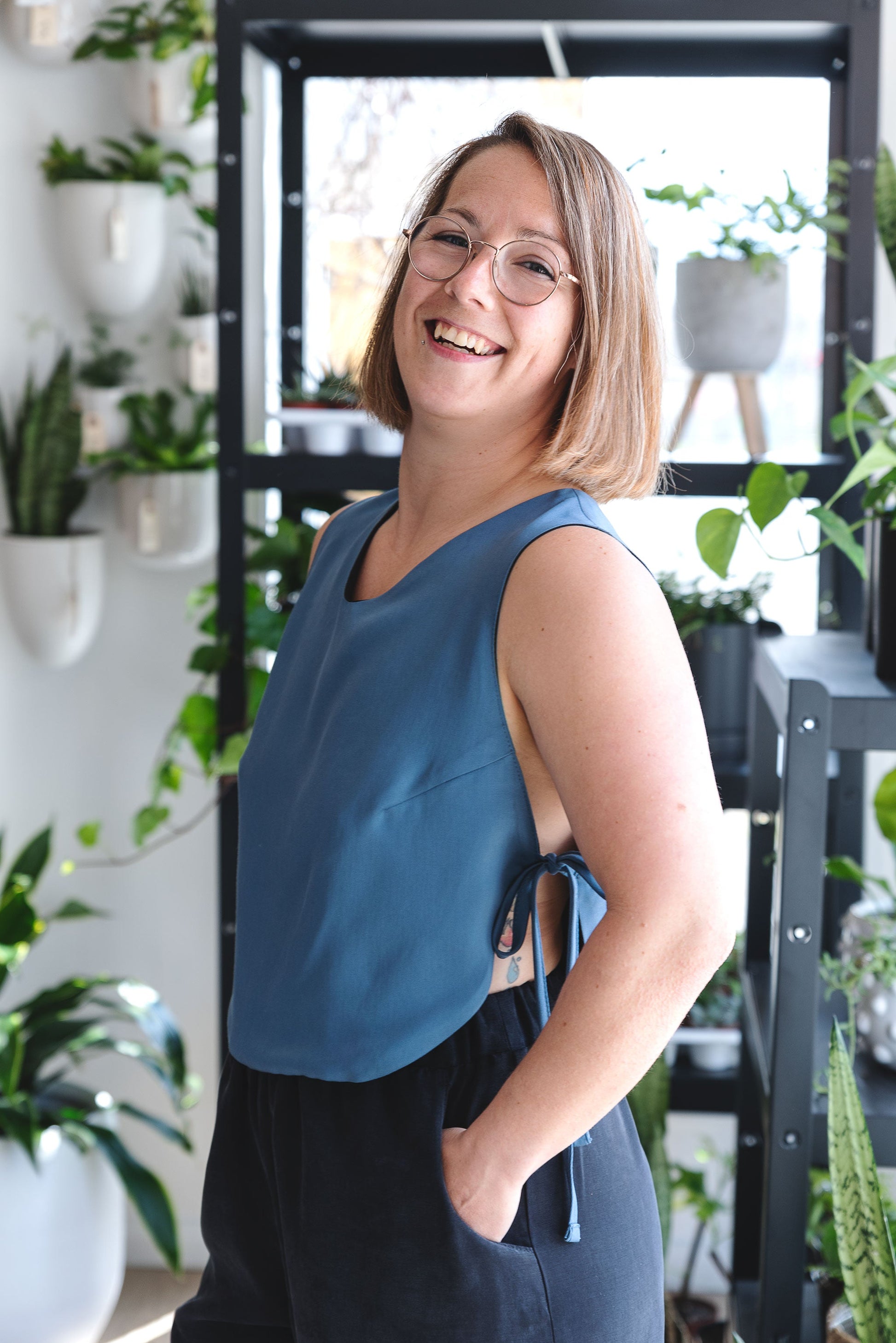 Camisole reversible ajustable - bleu doux